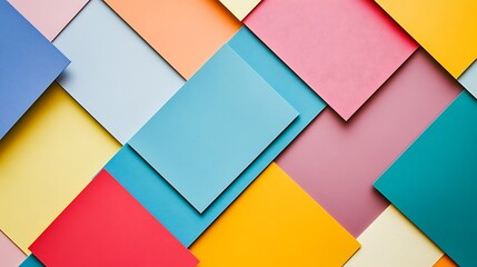 Colorful geometric overlapping paper squares forming a modern abstract background