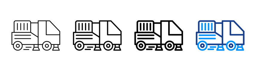 Street Sweeper Icon Different Style Outline Collection Set