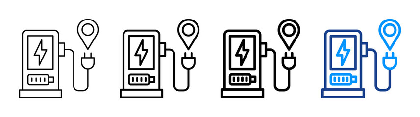Charging Station Icon Different Style Outline Collection Set