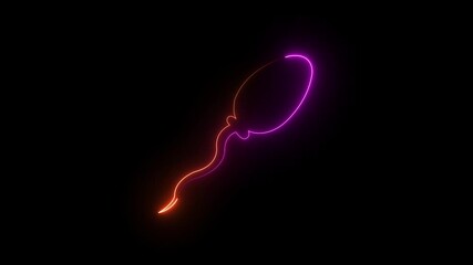 Glowing neon sperms icon 4k, isolated on black background. HD Video motion graphic animation - Powered by Adobe