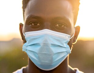 Close-up of a smiling man wearing a surgical face mask