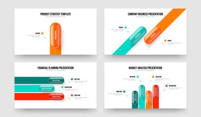 Marketing Profile 1 2 3 4 Step Infographic Frame Layout Bundle. Corporate Analysis One Two Three Four Option Diagram Slideshow Template Vector Illustration Set.