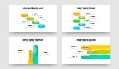 Professional Review Four Five Two Three Step Diagram Presentation Template Vector Illustration Collection. Creative Introduction 4 5 2 3 Option Infographic Slideshow Layout Bundle.