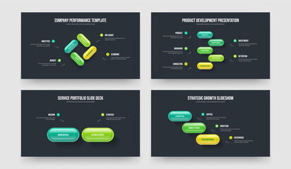 Investor Plan 4 5 2 3 Element Diagram Presentation Design Set. Sales Visualization Four Five Two Three Option Infographic Slideshow Template Vector Illustration Collection.