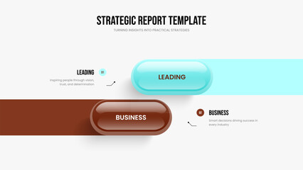 Professional Showcase Slideshow Design Vector Illustration. Enterprise Planning 2 Option Diagram Slide Template. Project Briefing Two Element Infographic Presentation Layout.