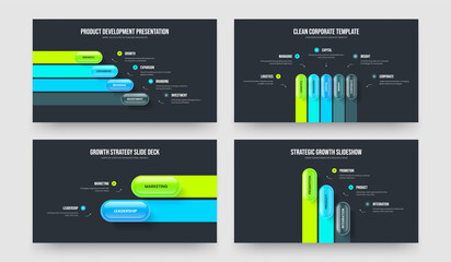 Creative Solution Four Five Two Three Option Infographic Presentation Layout Vector Illustration Bundle. Company Profile 4 5 2 3 Element Diagram Frame Template Set.
