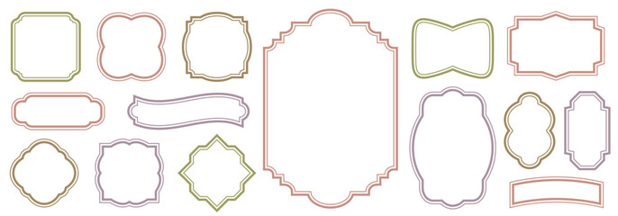 Vintage decorative border frame set. Elegant retro design label vector illustration set for wedding invitations, restaurant menus, and live streaming.