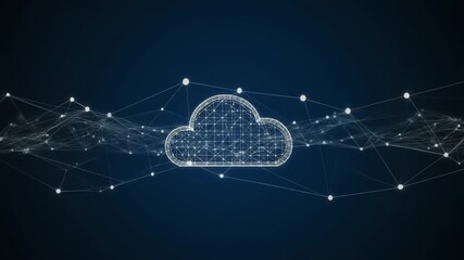 Abstract visualization of cloud computing infrastructure, depicting secure global data networks, digital connectivity, and advanced technology for information storage and exchange - Powered by Adobe