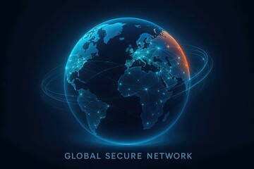 Global Network Security Digital Connections Across the World Showing Secure Data Technology