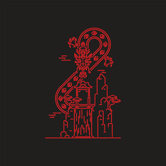 silhouette of a woman with red hair