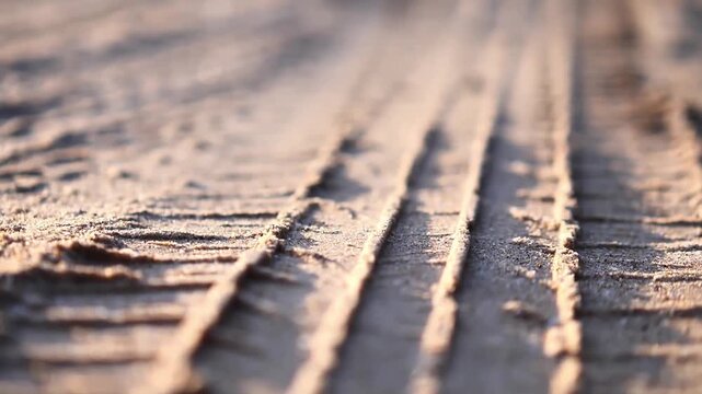 Tire Tracks Etched in Sandy Terrain