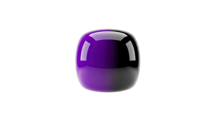 3D Purple glossy abstract shape on transparent background