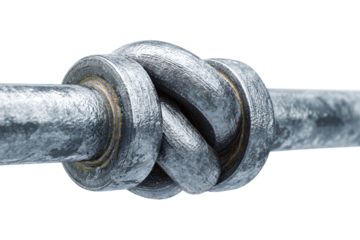 Close-up of Metal Knot Tied Around Pipe