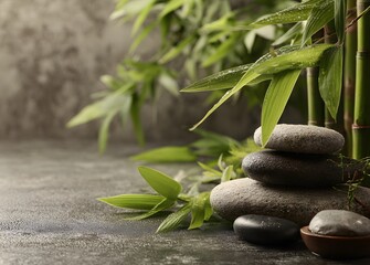Fototapeta premium Zen Stones and Bamboo Spa Wellness Balance Meditation Concept