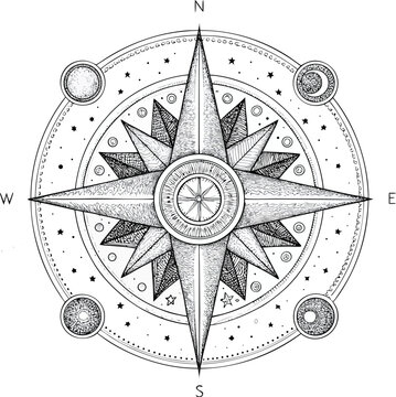 compass on a white background
