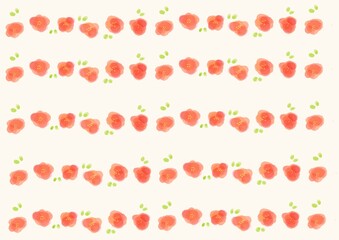 シンプルなお花の赤い水彩フレーム 横