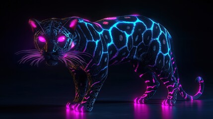A stylized, digital rendering of a panther.