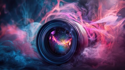 A camera lens with a universe inside.