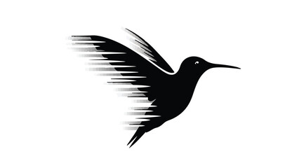 Naklejka premium Dynamic black hummingbird silhouette in flight with motion blur effect