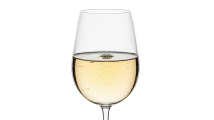Elegant glass of white wine isolated PNG, refreshing alcoholic beverage on transparent background for celebrations and special occasions