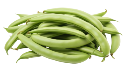 Pile of fresh green beans PNG isolated on transparent background, healthy vegetable for cooking and side dish