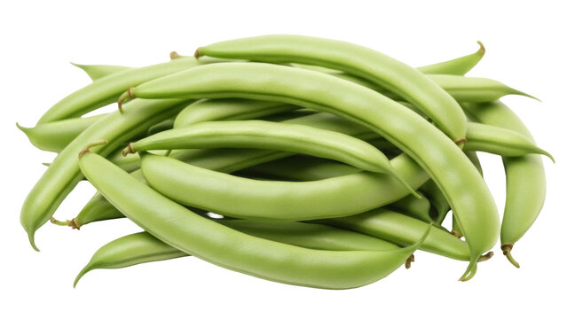 Pile of fresh green beans PNG isolated on transparent background, healthy vegetable for cooking and side dish