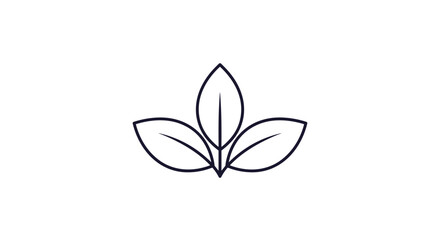 Simple black outline of a three-leaf plant symbol representing nature, growth, ecology, and environmental sustainability concepts.