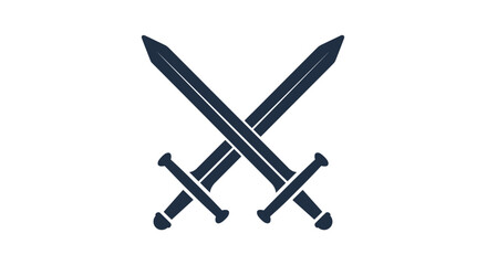 Black silhouette of two crossed medieval broadswords representing knightly honor, battle, and historical military symbols.