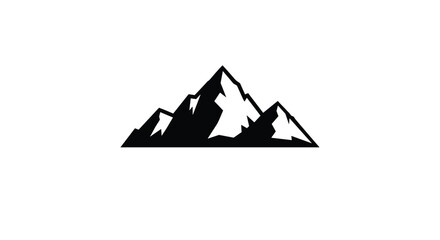 Black silhouette of a rugged mountain range with peaks and valleys representing nature, adventure, and outdoor exploration.