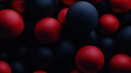 Abstract design of overlapping spheres in deep red and navy.