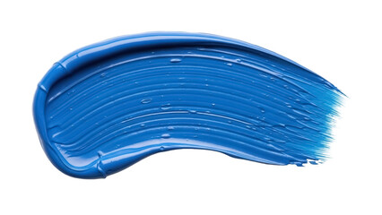Vibrant blue paint stroke PNG isolated on transparent background, thick glossy brushstroke for...