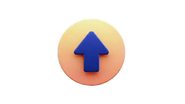 3D Up Arrow Icon on Gradient Circle on transparent background - Powered by Adobe
