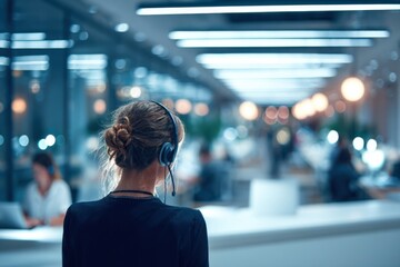 Dynamic Office Scene with Professional Secretary at Work