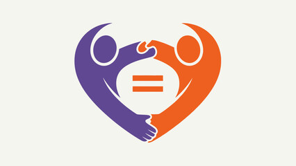 Obraz premium Symbol of unity, equality and partnership, two abstract figures forming a heart shape