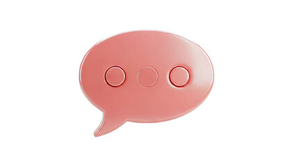 3D Pink Speech Bubble Icon on transparent background