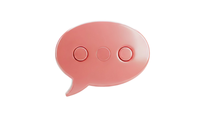 3D Pink Speech Bubble Icon on transparent background