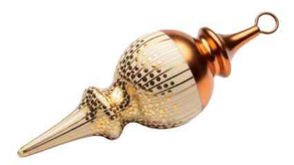 Elegant gold and ivory Christmas ornament isolated PNG, vintage style bauble for holiday decoration and festive design on transparent background