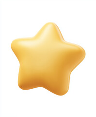 Cute 3D Yellow Star Icon Glossy Render Symbol for Success and Achievement