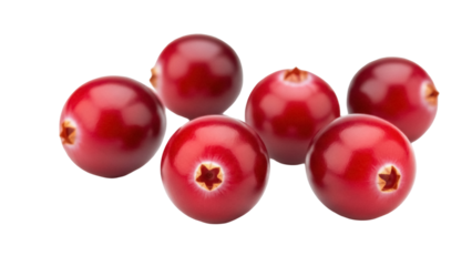 Pile of fresh cranberries PNG isolated on transparent background, vibrant red berries for holiday baking and seasonal designs