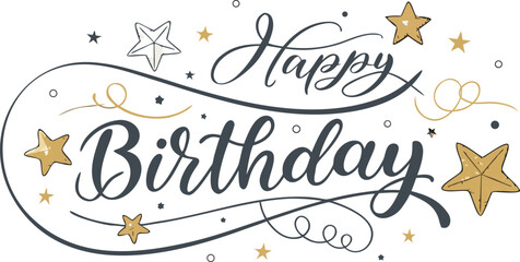 Happy birthday banner. Lettering confetti on white