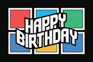 Happy birthday banner. Lettering confetti on white