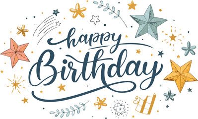 Happy birthday banner. Lettering confetti on white