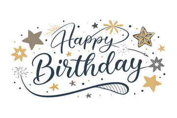 Happy birthday banner. Lettering confetti on white