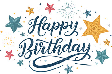 Happy birthday banner. Lettering confetti on white