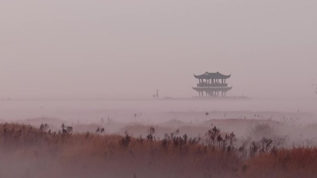 Wucheng Pavilion in Poyang Lake, Jiangxi