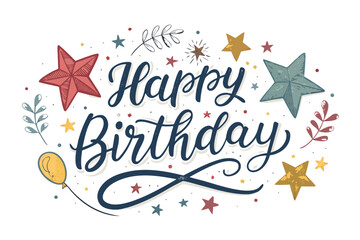 Happy birthday banner. Lettering confetti on white