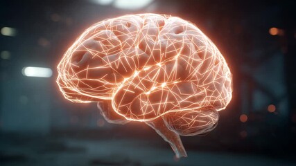 An animated representation shows the brain with glowing neural connections and intricate patterns in a dark setting - Powered by Adobe