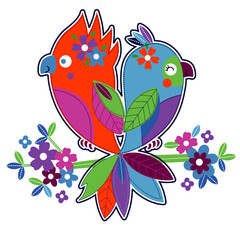 bird flower vector art print