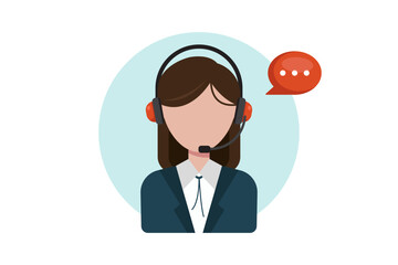 vector illustration of a customer service agent wearing a headset, symbolizing support, communication, and call-center help. Perfect for service, helpdesk, and customer experience branding materials.