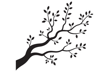 Tree branch silhouette illustration on white background
